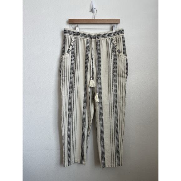 Anthropologie Pants Womens Large Cream Black Essential Beach Boho Aztec Tassel - Picture 5 of 14
